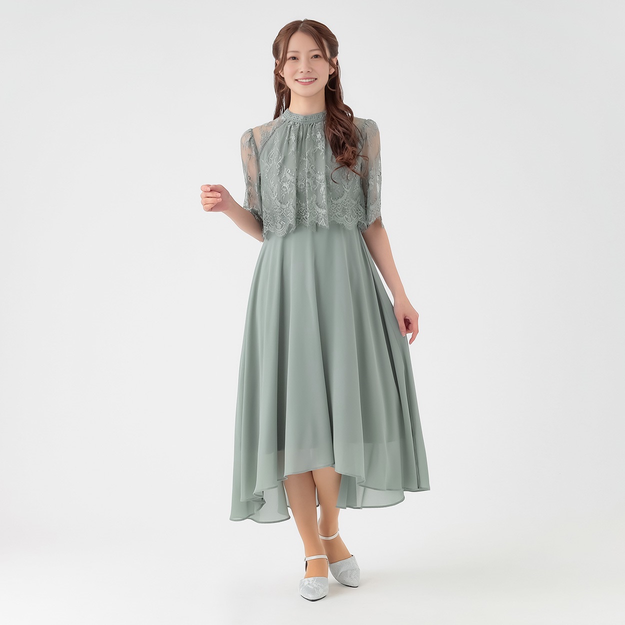 Bo・Dre(ボ・ドレ) ハイネックレースフィッシュテールドレス レディス 245BD142AS(ウスミドリ-L)
