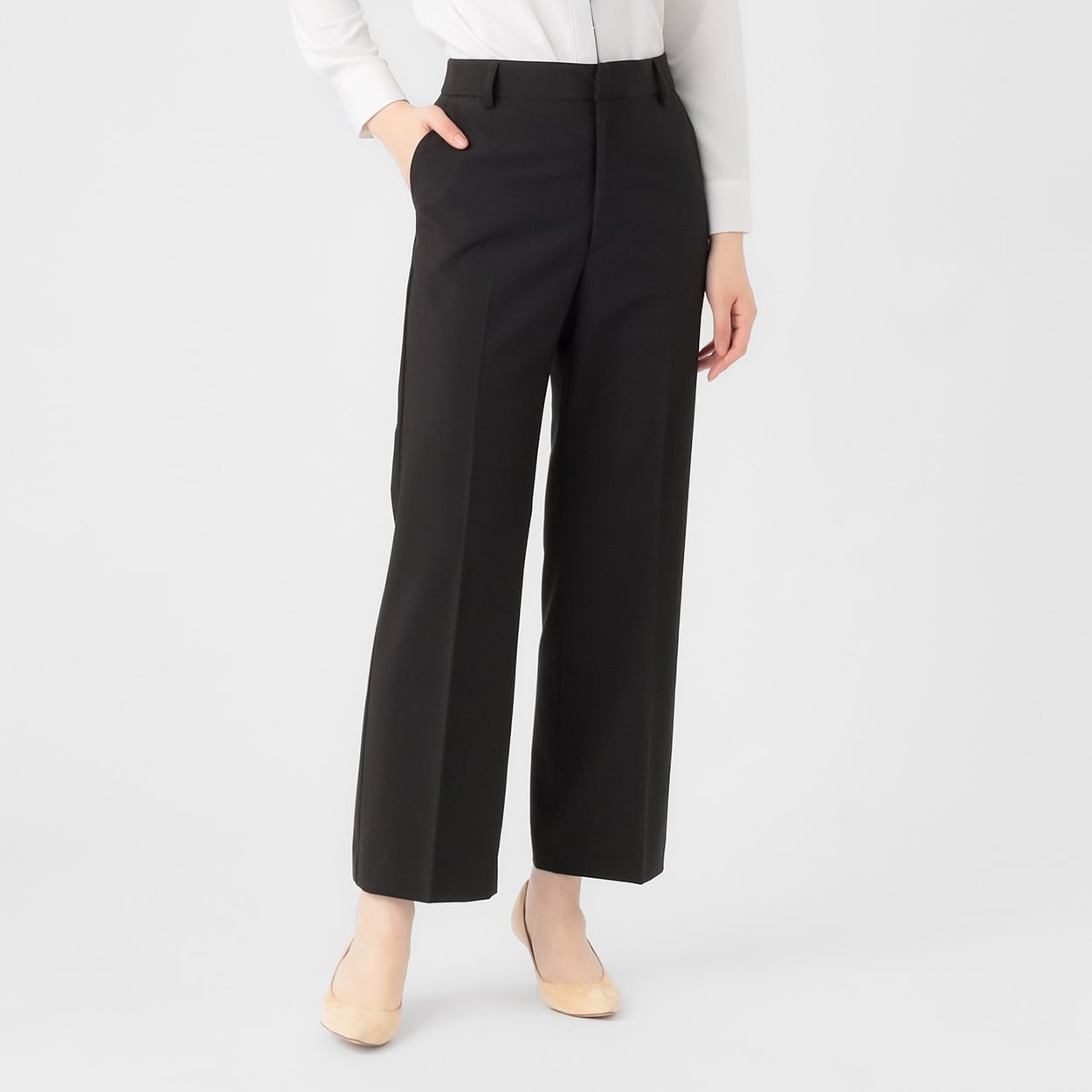 オフィス 定番ストレートパンツ レディス ESPRITMUR(エスプリミュール) 255ES287CT(クロ-L)