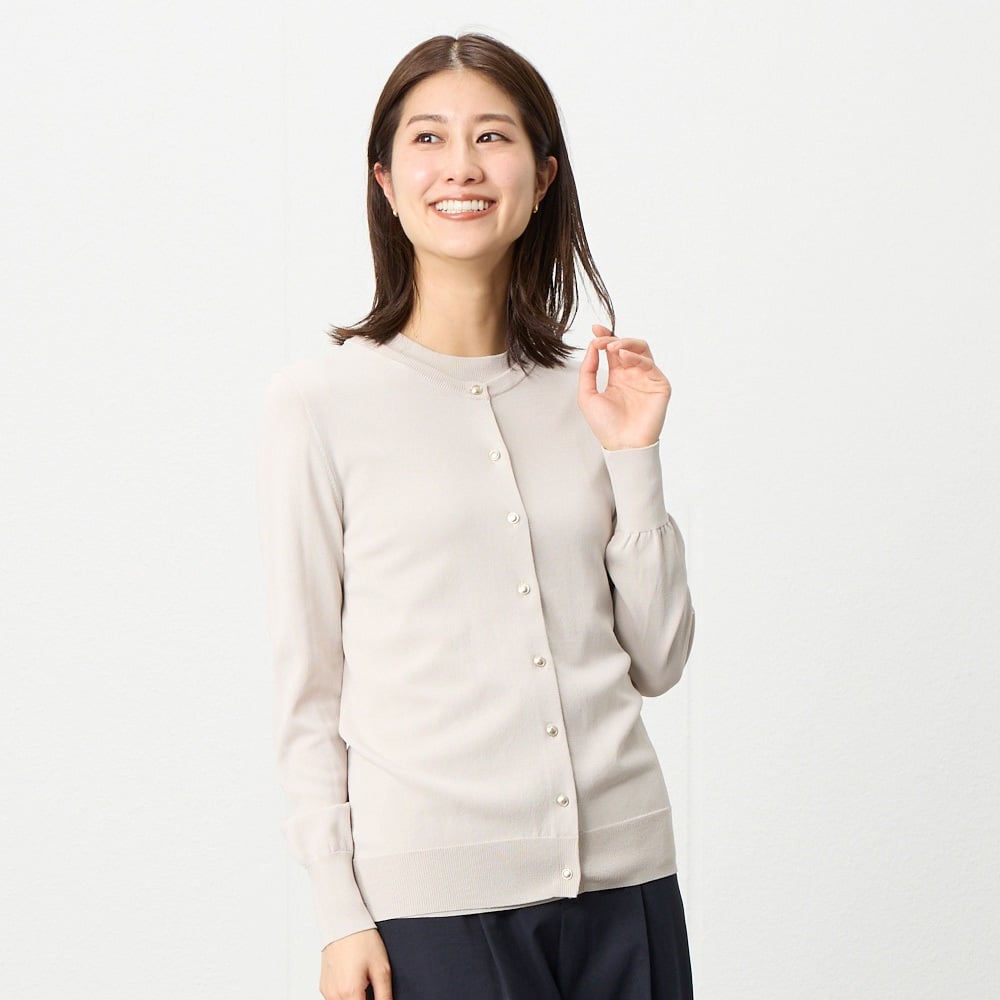 kay me ケイミー　シャンパンゴールド　クルーネック　長袖カーディガン パープル クルーネックカーディガン– kay me
