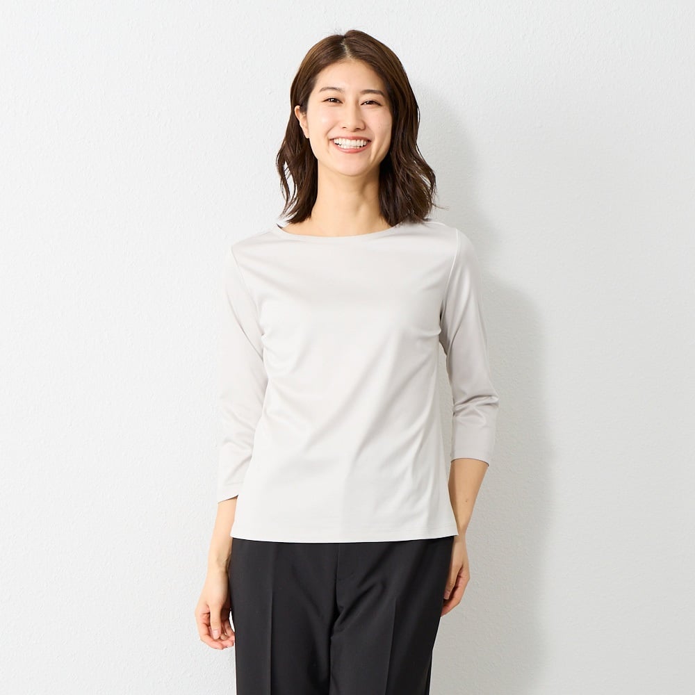 ボートネック7分袖カットソー レディス ESPRITMUR (エスプリミュール) 255ES474CT(ウスクロ-XL)