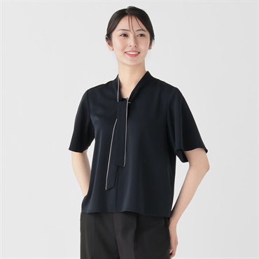 配色パイピングボウタイ 半袖ブラウス レディス ESPRITMUR (エスプリミュール)(コイアオ-XL)