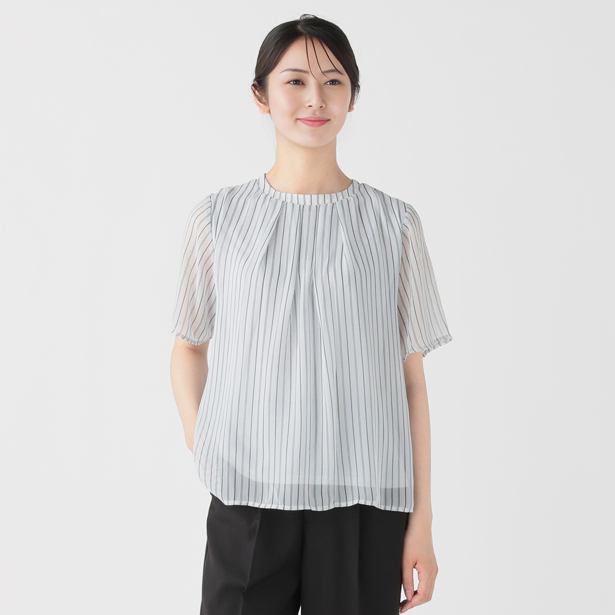 裏地付き ストライプ柄シフォンブラウス レディス ESPRITMUR