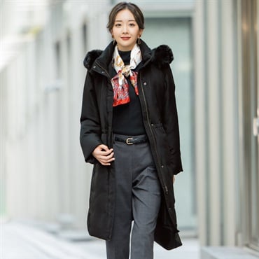 綾ウールライク ダウンコート レディス Purelast(ピュアラスト