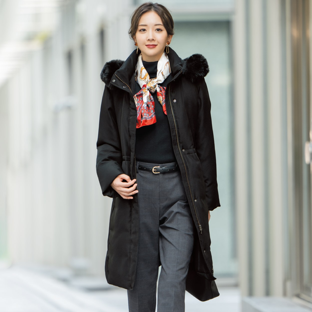 ✨未使用級 ピッコーネ 2way ダウンコート THINDOWN使用 希少XL 綾ウールライク ダウンコート レディス Purelast(ピュアラスト