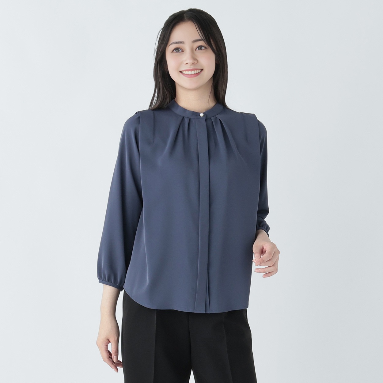 SOÉJU 肩タックブラウス M ネイビー 肩タックブラウス - SOÉJU online store｜上質な大人の女性の