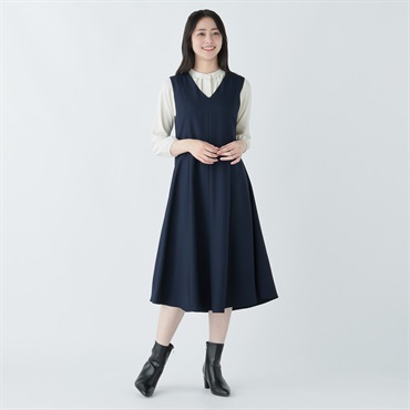 商談中新品★エマジェイムス★ストレッチワンピース EMMA JAMES(エマジェイムス) カットジョーゼット ウエスト切替