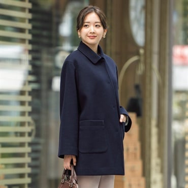 ウールライク ショール衿ハーフ丈コート レディス Purelast(ピュア