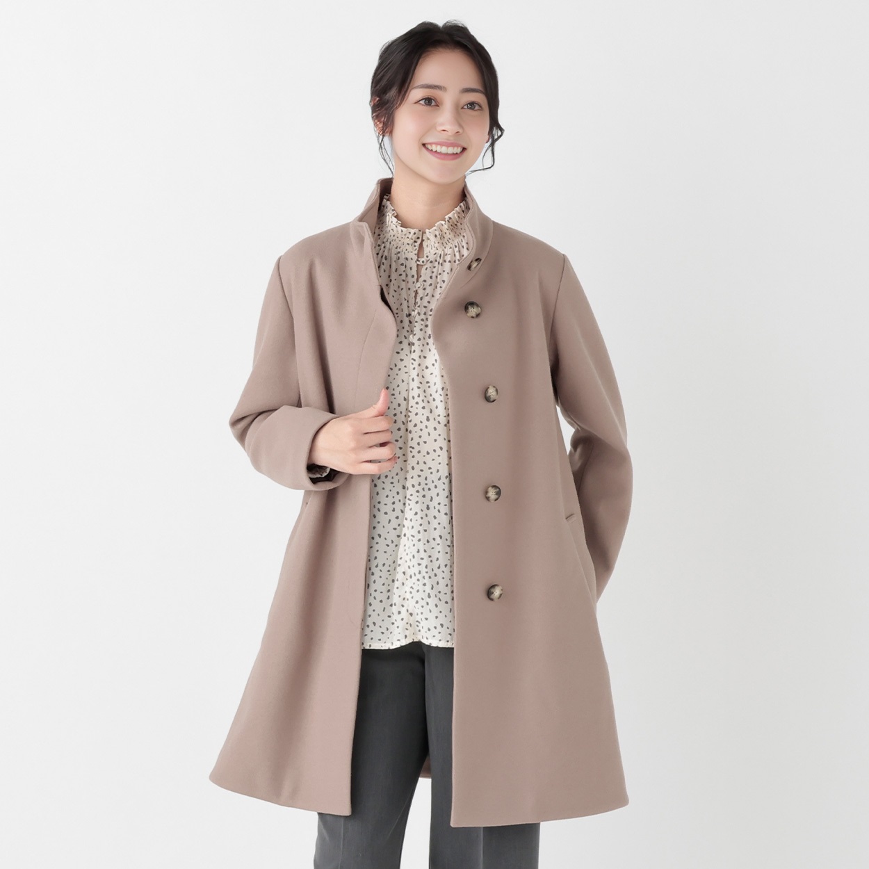 【ランプアイ】 Opera Coat Taupe AirWOOLISH NEO スタンドロングコート レディス Purelast(ピュアラスト