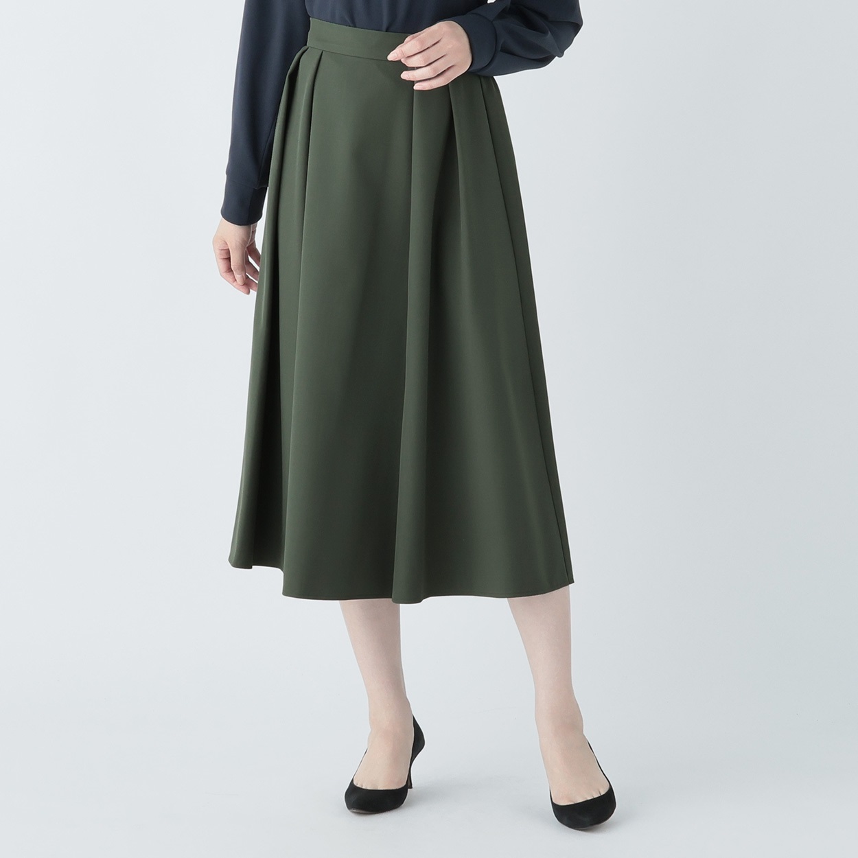 美メイク タックフレアースカート レディス EMMA JAMES(エマ