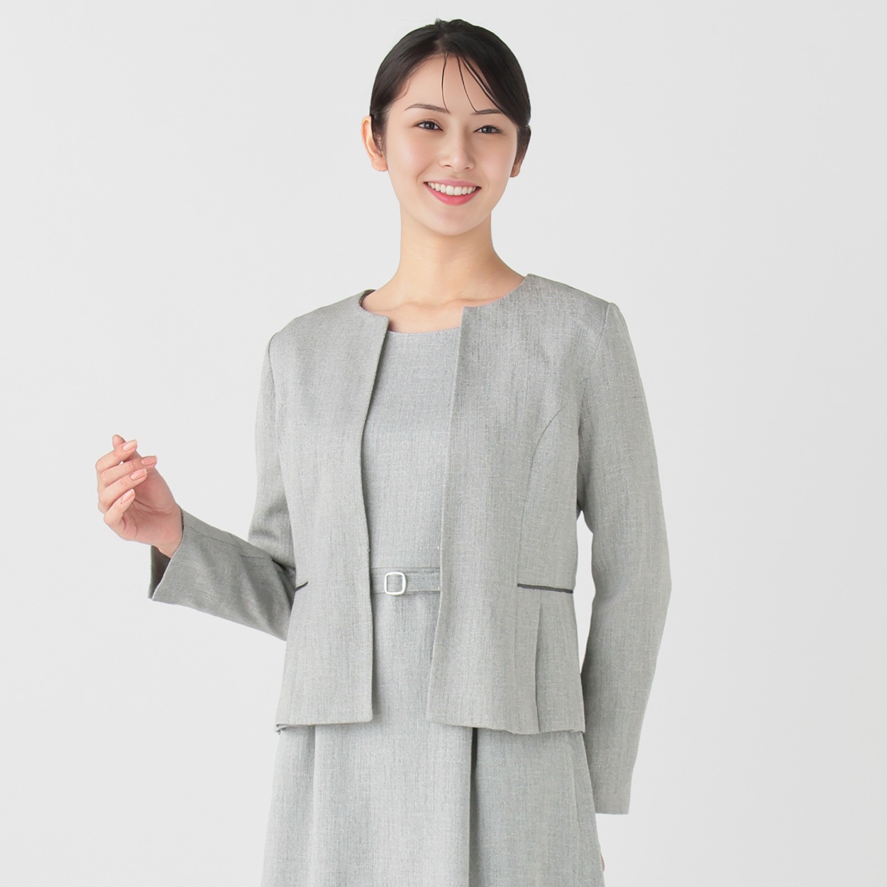 ツイード ノーカラージャケット レディス ESPRITMUR(エスプリミュール