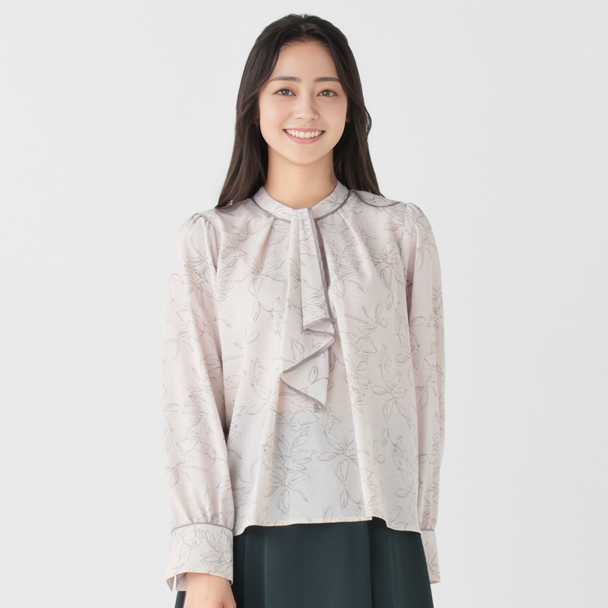 配色パイピング 花柄ブラウス レディス EMMA JAMES(エマジェイムス