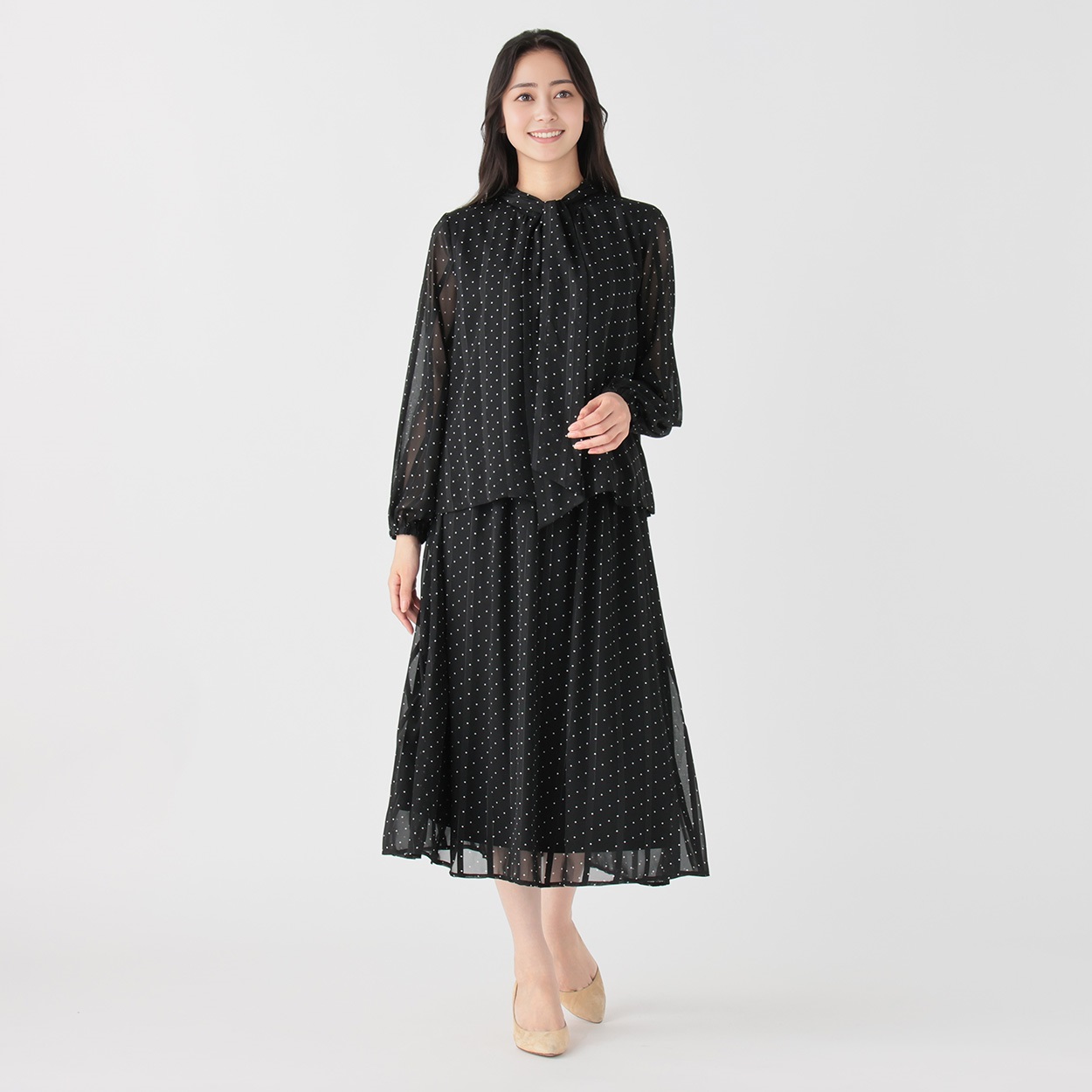 エマ ドットプリントブラウス＋スカートセット レディス EMMA JAMES(エマ