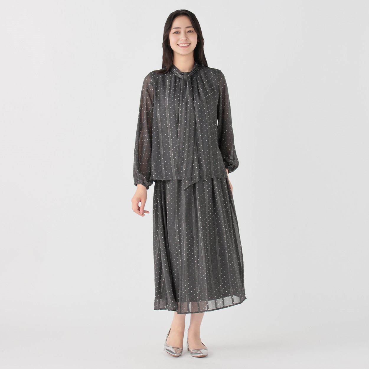 ドットプリントブラウス＋スカートセット レディス EMMA JAMES(エマ