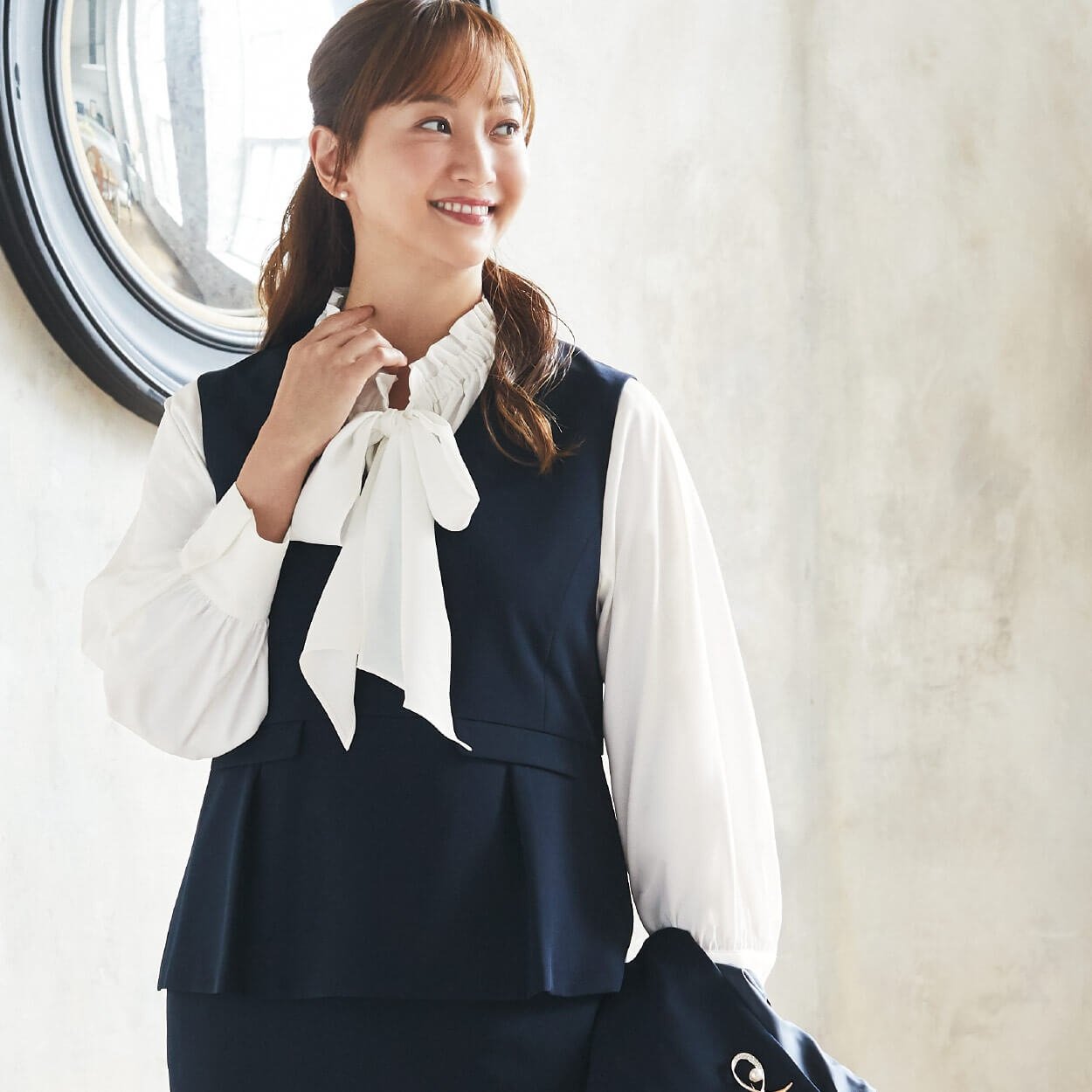 美品 2021年モデル ルネ パフスリーブ ペプラムロングワンピース ラベンダー ペプラムワンピース 3点スーツ レディス Purelast(ピュアラスト