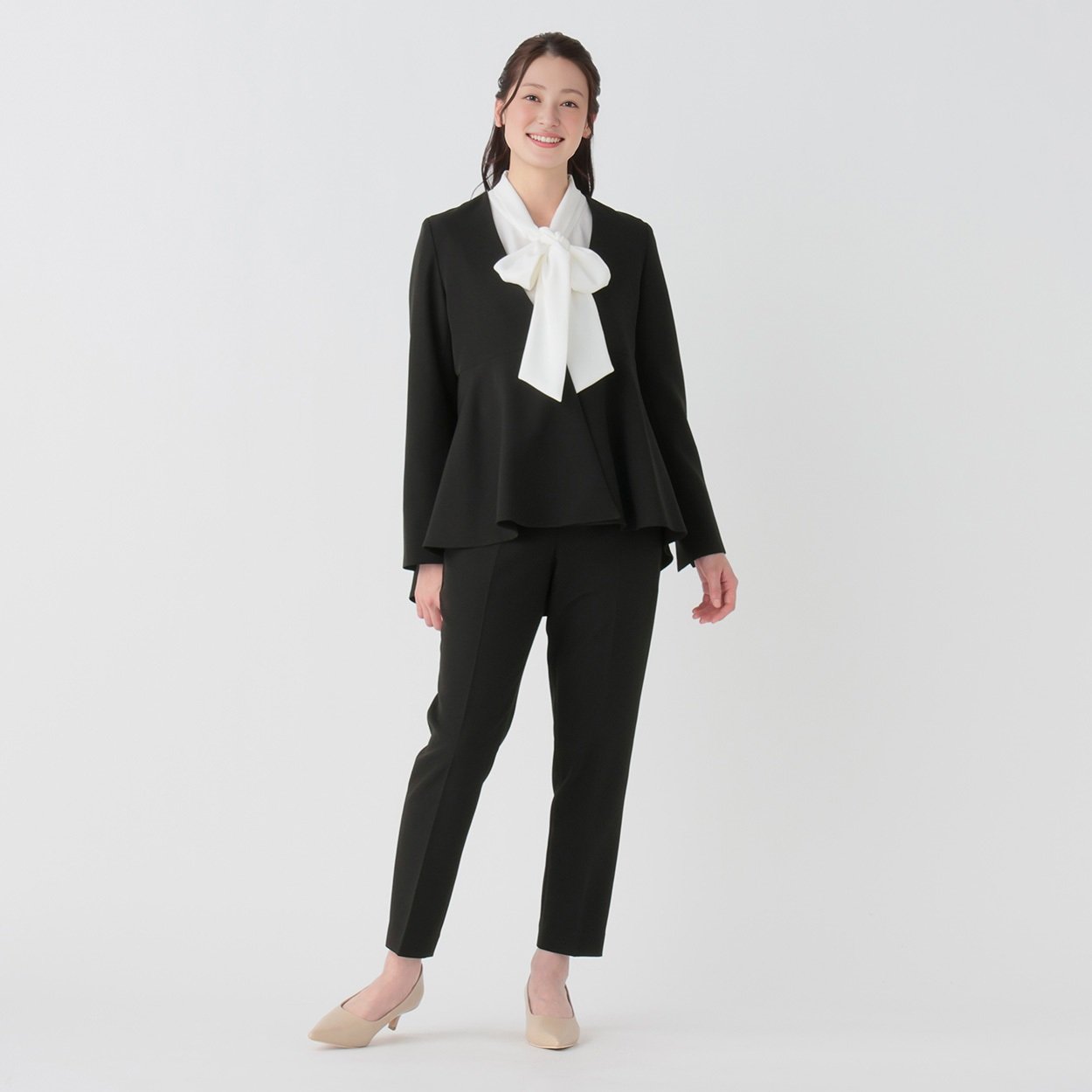 ペプラムジャケット 3点スーツ レディス Purelast(ピュアラスト