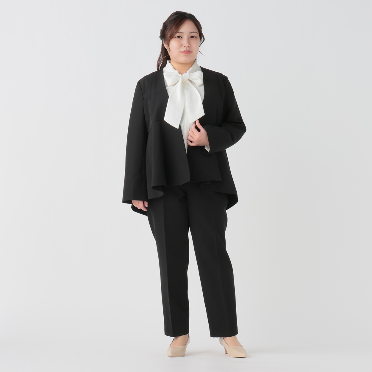 大きいサイズ ペプラムジャケット3点セットスーツ レディス Purelast