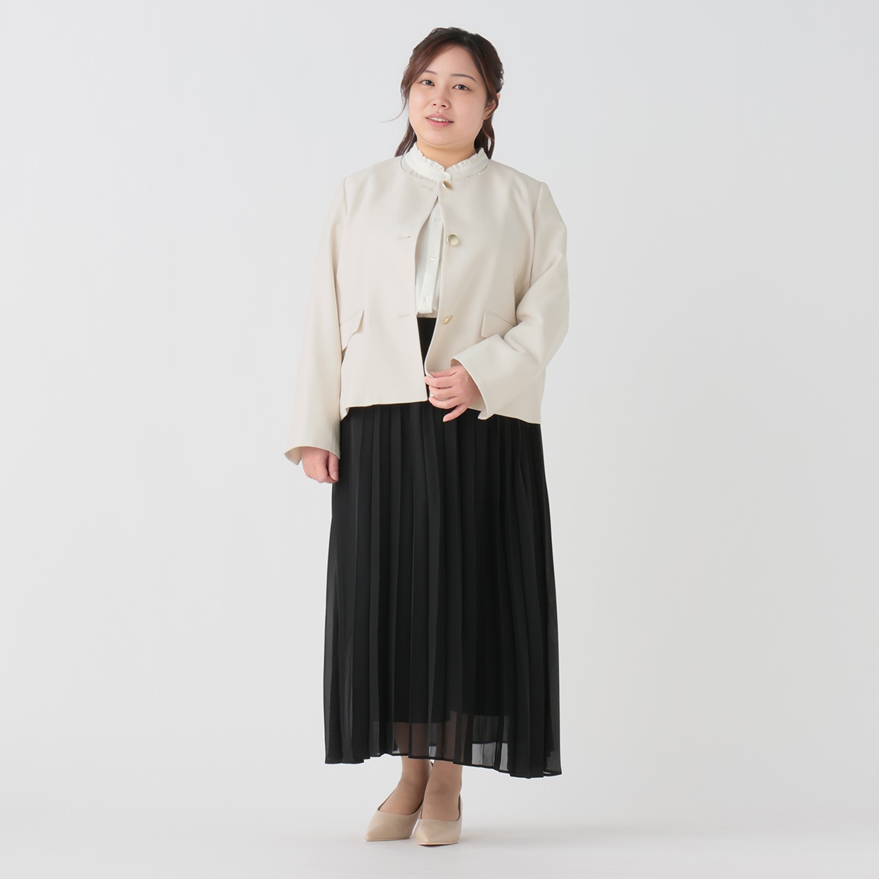 大きいサイズ プリーツスカート3点セットスーツ レディス Purelast