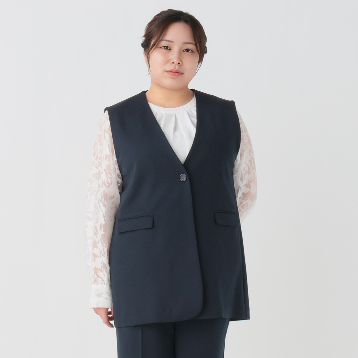 大きいサイズ セットアップ ジョーゼットジレ レディス Purelast