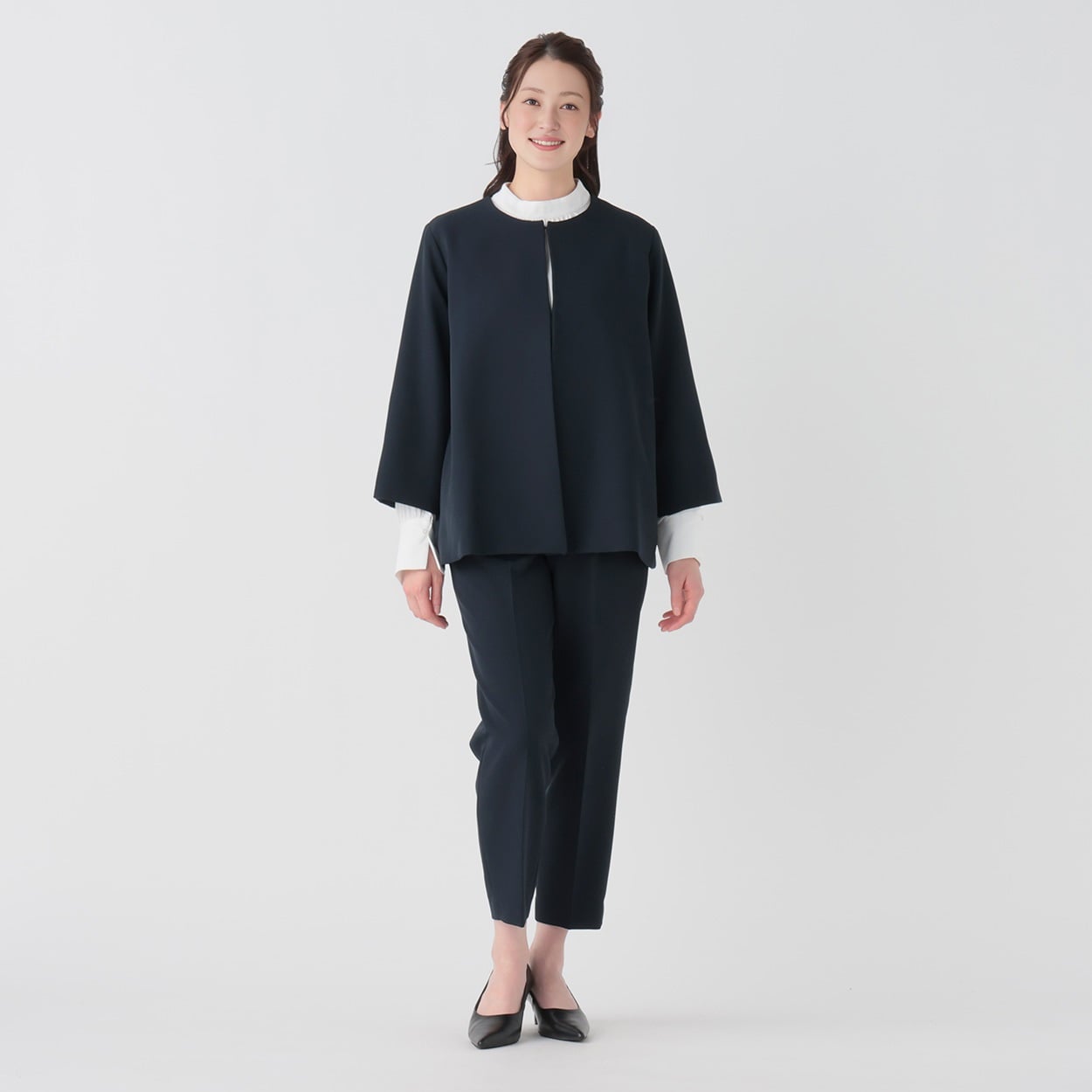 マント風ジャケット 3点スーツ レディス Purelast(ピュアラスト