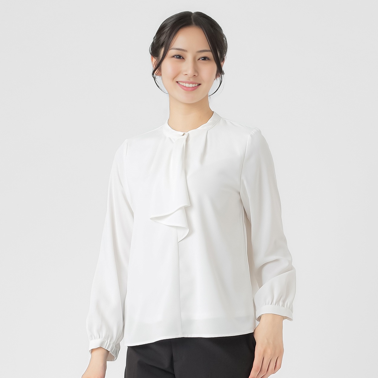 裏地付きラッフルブラウス レディス ESPRITMUR(エスプリミュール) 265ES112CT(シロ-XL)