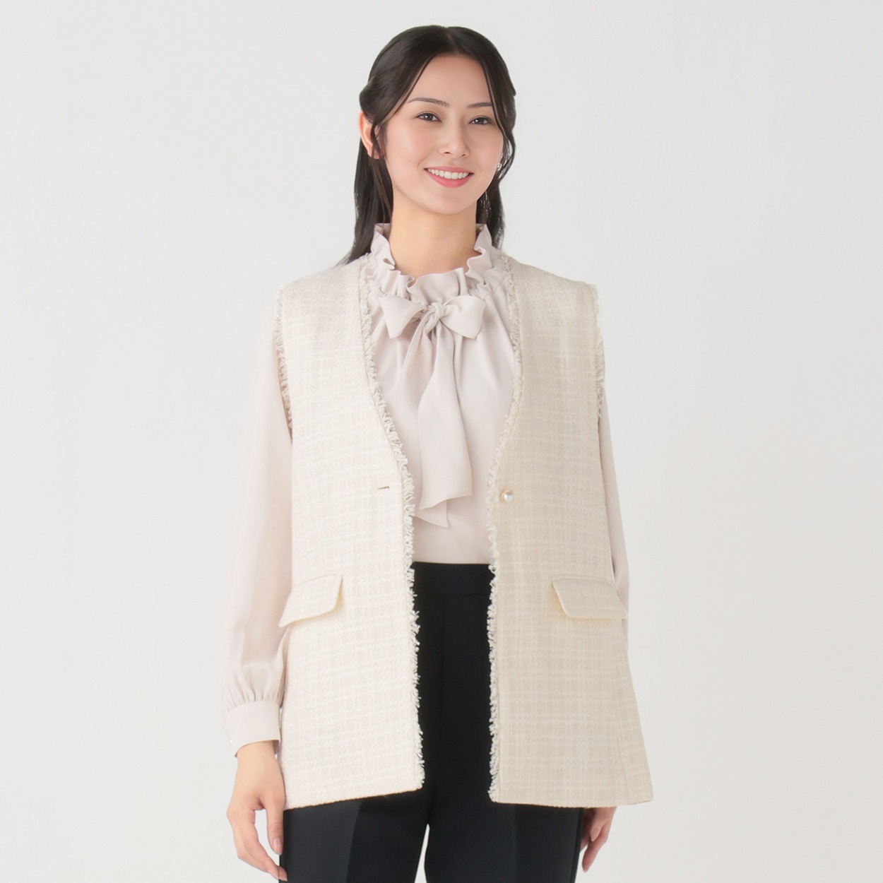 リボンツイード ジレ レディス Purelast(ピュアラスト) 261PL211SW