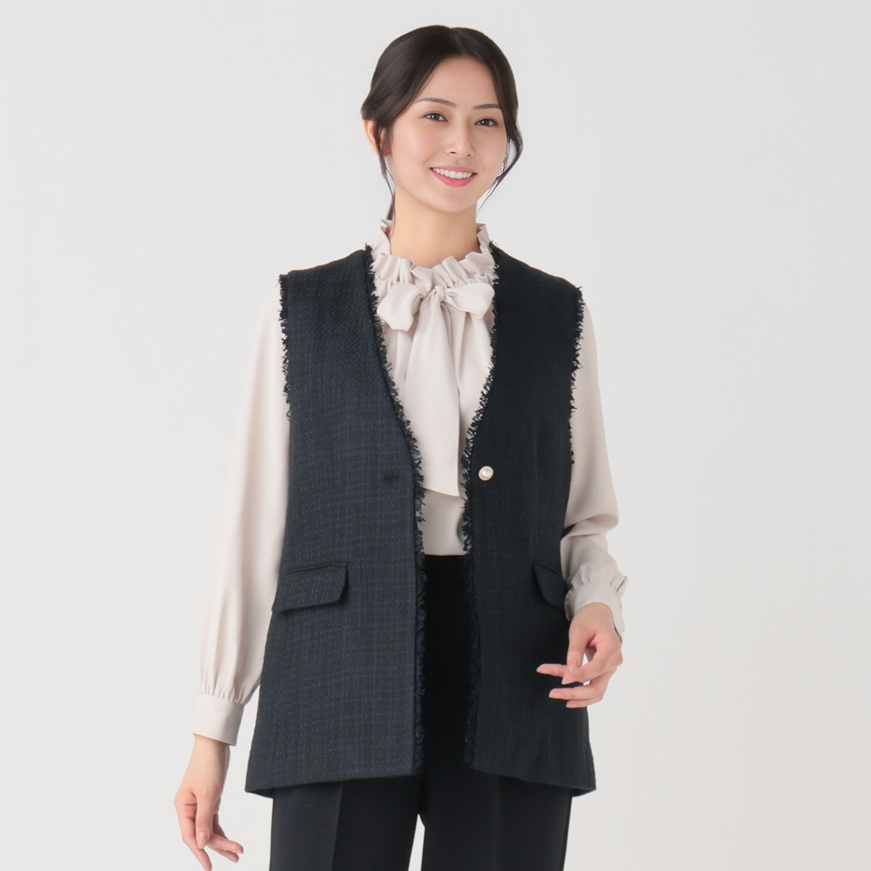 リボンツイード ジレ レディス Purelast(ピュアラスト) 261PL211SW