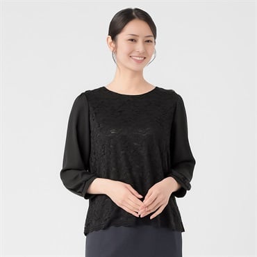 前身頃スカラシップレース ブラウス レディス ESPRITMUR(エスプリミュール) 266ES501MH(クロ-M)