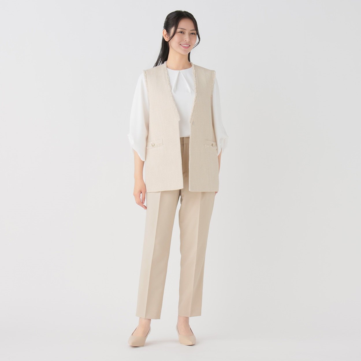 ラメツイードジレ 3点セットスーツ レディス Purelast(ピュアラスト