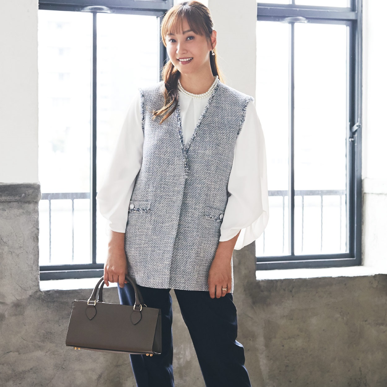 【新品】DAMA ディノス ツイード ジレ 13号 ラメツイードジレ 3点セットスーツ レディス Purelast(ピュアラスト