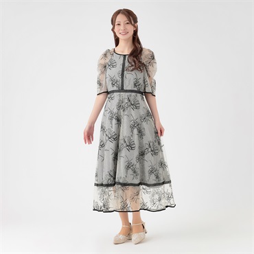 Bo・Dre(ボ・ドレ) 配色花柄レースドレス レディス 255BD160AS(ウスクロ-M)