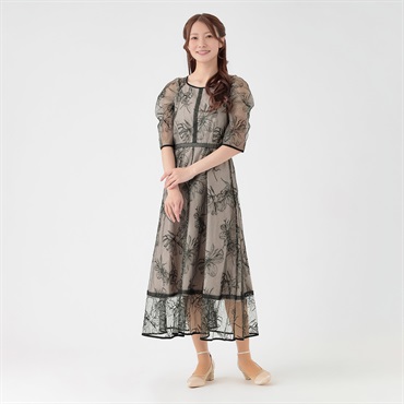 Bo・Dre(ボ・ドレ) 配色花柄レースドレス レディス 255BD160AS(ウスアカ-M)