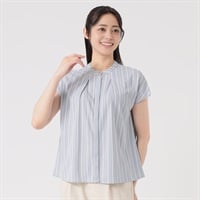 バンドカラーフリルスリーブ ブラウス レディス EMMA JAMES(エマジェイムス) 262EM1031FM(アオ-M)