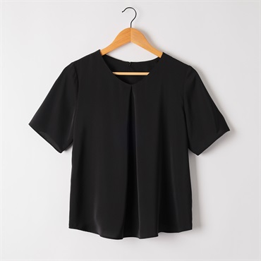 タックブラウス 半袖 レディス ESPRITMUR(エスプリミュール) 262ES002CT(クロ-M)
