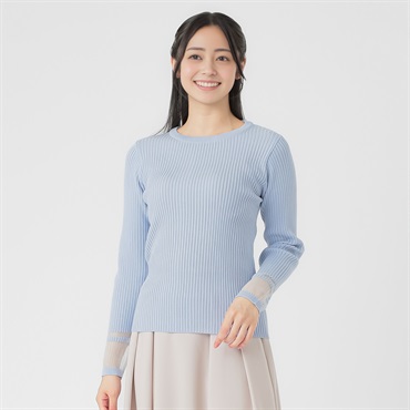 袖口シアー長袖 ニットプルオーバー レディス EMMA JAMES(エマ