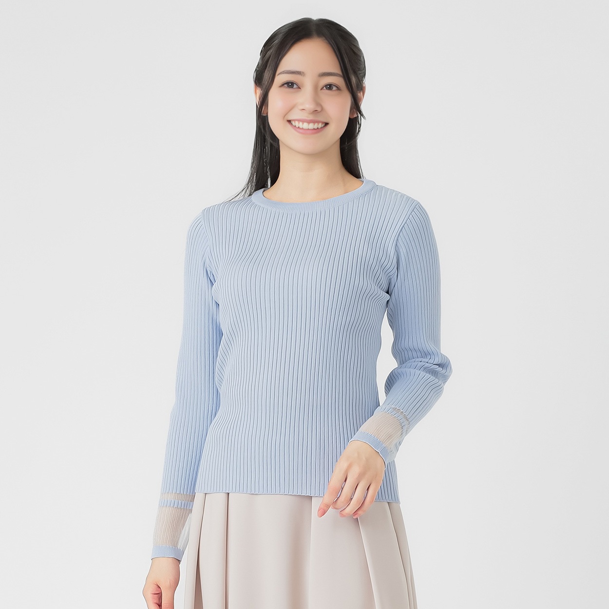 袖口シアー長袖 ニットプルオーバー レディス EMMA JAMES(エマ