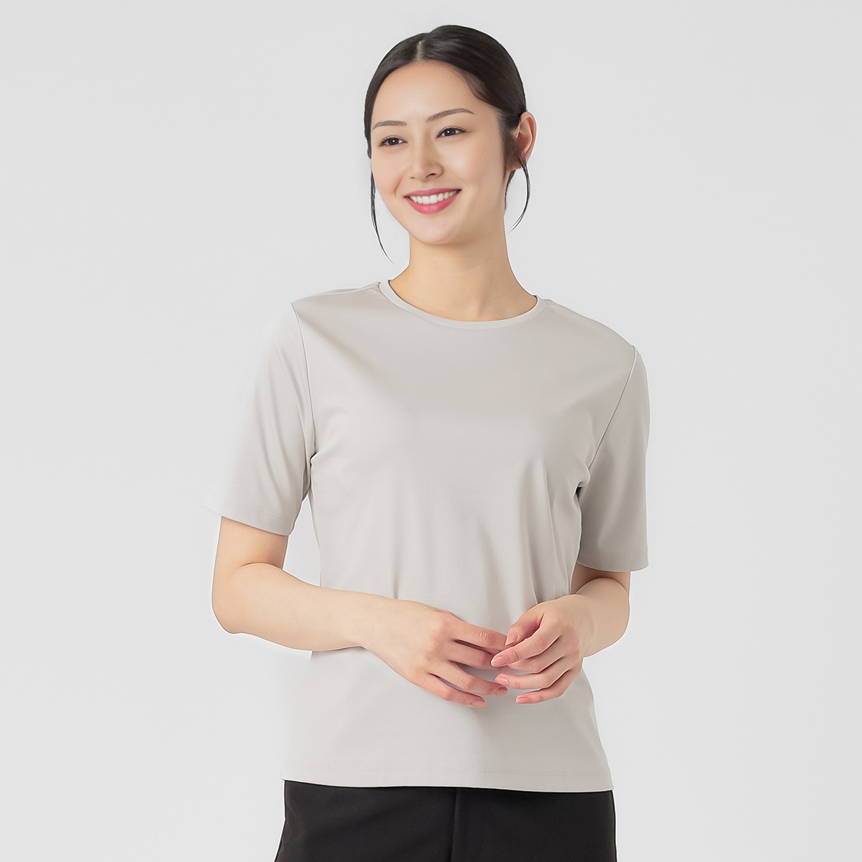 大人キレイ クルーネック Tシャツ レディス ESPRITMUR(エスプリミュール) 262ES495CT(ウスクロ-L)