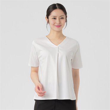 大人キレイ Vネックタック Tシャツ レディス ESPRITMUR(エスプリミュール) 262ES496CT(シロ-M)