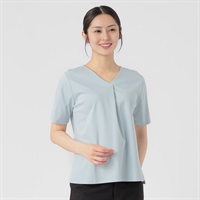 大人キレイ Vネックタック Tシャツ レディス ESPRITMUR(エスプリミュール) 262ES496CT(ウスアオ-M)