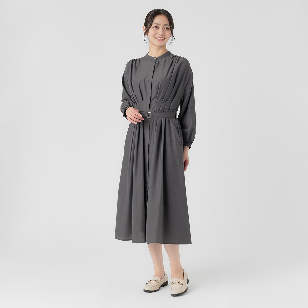 フロント表示タックワンピース レディス EMMA JAMES(エマジェイムス) 262EM483MH(チャコ－ルグレ－-XL)