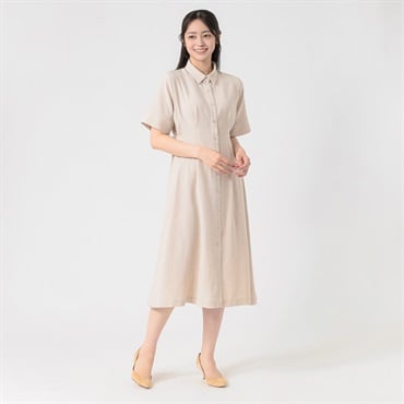 EMMA JAMES(エマジェイムス) 麻調 半袖シャツワンピース レディス 262EMJ051CT(ウスチャ-M)