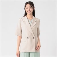 EMMA JAMES(エマジェイムス) 麻調 半袖ダブルブレストジャケット レディス 262EMJ052CT(ウスチャ-M)