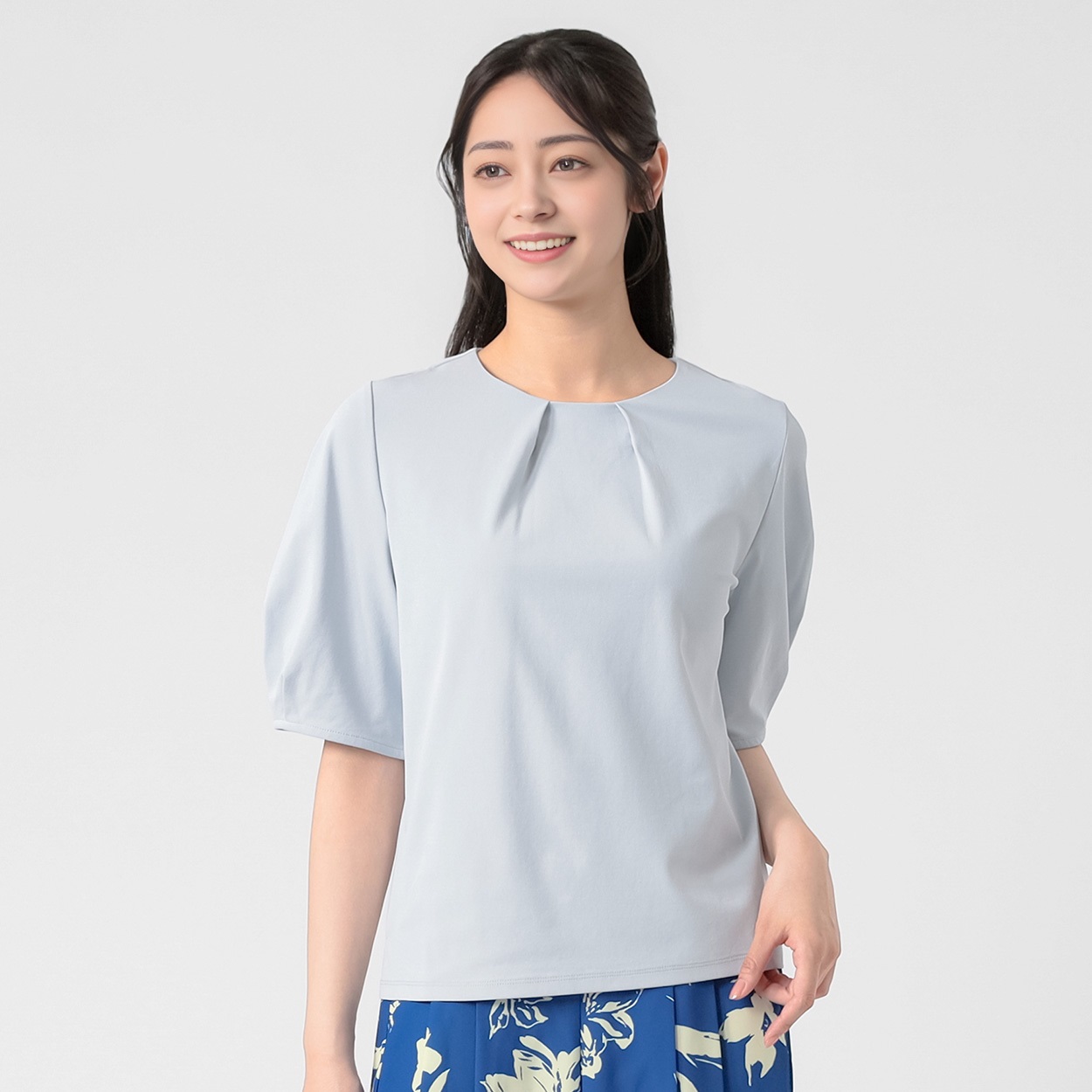 EMMA JAMES(エマジェイムス) 袖タックプルオーバー レディス 262EMJ055CT(ウスアオ-XL)