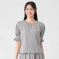 EMMA JAMES(エマジェイムス) ストライプジャカード 袖タックブラウス レディス 262EMJ058CT(チャ-M)