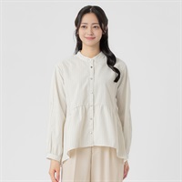 ペプラム切替前あきストライプ柄シャツ 袖２WAY  レディス EMMA JAMES(エマジェイムス) 262EM260HT(ウスキイロ-M)