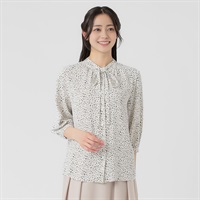 リボン付き 小花柄七分袖ブラウス レディス EMMA JAMES(エマジェイムス) 262EM302HT(アイボリー-M)