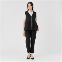 ジレ付き＋パンツセットスーツ 麻調メッシュ素材 レディス EMMA JAMES(エマジェイムス) 262EM303HT(クロ-M)
