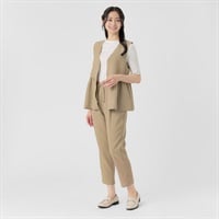 ジレ付き＋パンツセットスーツ 麻調メッシュ素材 レディス EMMA JAMES(エマジェイムス) 262EM303HT(ウスチャ-M)