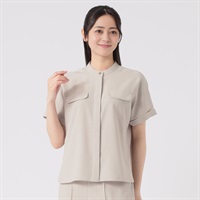 麻調素材 バンドカラーブラウス レディス EMMA JAMES(エマジェイムス) 262EM468CT(ウスグレー-M)