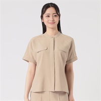 麻調素材 バンドカラーブラウス レディス EMMA JAMES(エマジェイムス) 262EM468CT(ウスチャ-M)