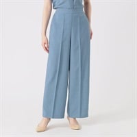 麻調素材 ストレートパンツ レディス EMMA JAMES(エマジェイムス) 262EM469CT(アオ-M)